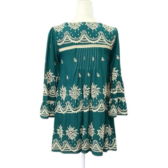 Ivy Jane Embroidered Boho Babydoll Dress Green Size XS - Picture 8 of 15